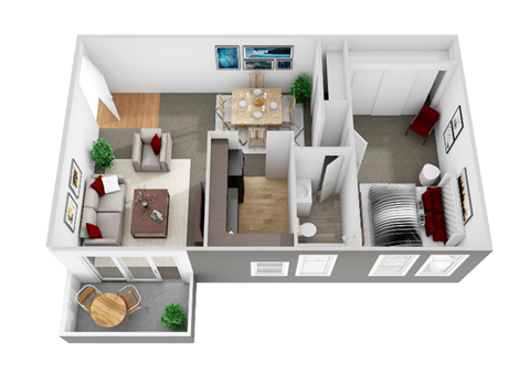 Renovated 1 bedroom floor plan